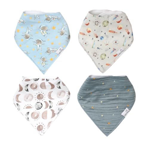 Image of Copper Pearl 4 Pack Soft Cotton Baby Bibs for Drooling and Teething, Absorbent Drool Bibs for Baby Girl and Boy, Adjustable to Fit Newborns to Toddlers, Tons of Styles (Neil)