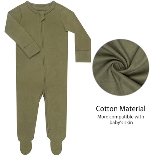 GUISBY Footed Long Sleeve Baby Pajamas with Zipper Cotton Infant Sleepwear4