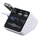 niceEshop(TM) Multi-in-one MS/SD/M2/TF Memory Card Reader Combo, High Speed 3 Ports USB 2.0 Hub for Windows/iMac Laptop Tablet