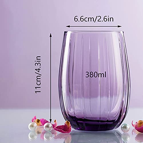 Set de 4 vasos de vidrio color morado 13 oz miniatura 2