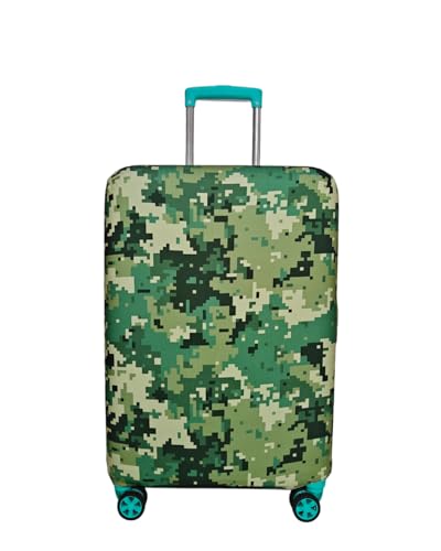 Image of Printed Polyester Suitcase Cover Stretchable Luggage Protector Trolley Bag Cover Travel Accessory (Army Squre Green-S)