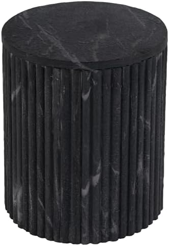 Butler Specialty Sylvester 15" W Round Marble and Wood Side Table - Gray