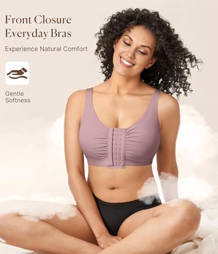 Image of BRABIC Front Closure Post Surgery Minimizer Bras for Women Full Coverage Surgical Wireless Comfort Everyday Bras