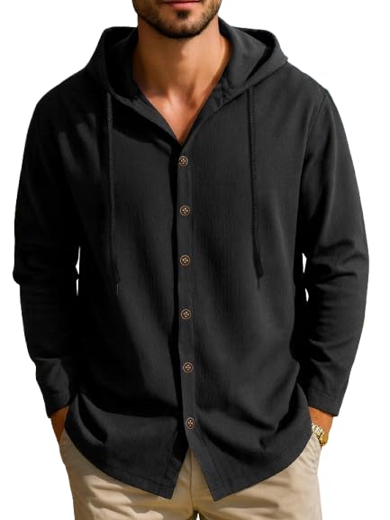 Image of Noble Monk Men's Relax Fit Hooded Shirt || Casual Wear for Men || Full Sleeve Shirts || Stylish Shirt for Men