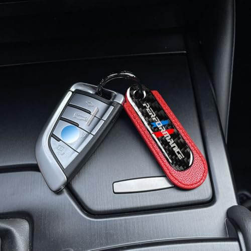 Image of muekzru Carbon Fiber Leather Set Car Keychain,Universal keychain Fashion Sports Keychains Keyring Business Gift Birthday