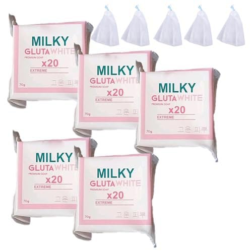 Gluta Milk Soap, 70g Glutamilk 𝐖𝐡𝐢𝐭𝐞𝐧𝐢𝐧𝐠 Soap, Beauty Glutamilk SoapBar Premium 𝐁𝐫𝐢𝐠𝐡𝐭𝐞𝐧𝐢𝐧𝐠 Soaps, Gluta Milk Bar Soaps for Face & Body (5pcs) : Beauty & Personal Care
