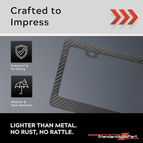 Image of Premium Slim Carbon Fiber Design License Plate Frame - 1 Piece, Durable Plastic, Rust-Free, License Plate Protector, Street Legal, Universal with Screw Caps