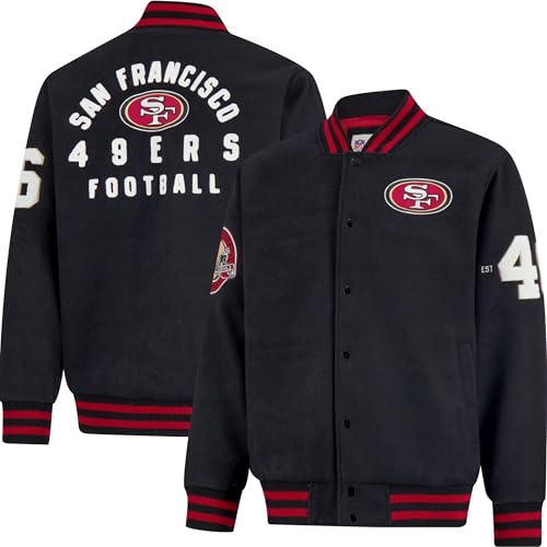 Ultra Game NFL Official Adults Classic Varsity Coaches Jacket Coat - Unisex, San Francisco 49ers, Team Color, Medium