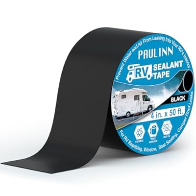 PAULINN Butyl Sealant Waterproof Tape, 4 Inch X 50 Foot RV Roof Repair Tape Black, UV & Weatherproof Roof Seal Tape for RV Camper Trailer Boat Window Sealing Leak Repair