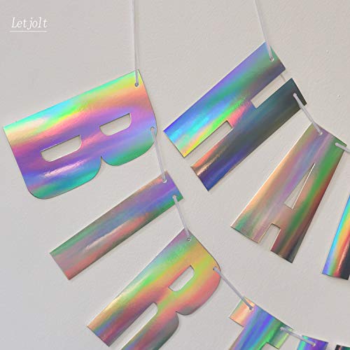 Happy Birthday Banner Birthday Party Garland Decorations Colorful Rainbow Signs Birthday Supplies for Funny Glossy Decoration Nursery Hanging Décor 13pcs