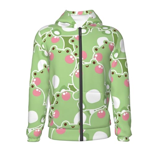 Cute Frog2 Kids Pullover Hoodies Boys Zip Up Sweatshirts Girls Athletic Clothes with Pocket2