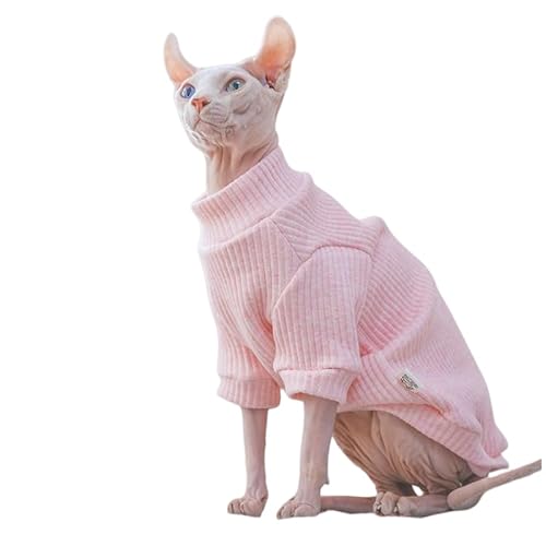 UGYMSIA 猫の服、Devon Rex、Sphynx、ラグドール、子猫、秋冬スタイル、ピンクのラムロングスリーブ、キルティング、豪華、柔らかく快適、暖かく防寒、綿、低刺激、猫の繊細な皮膚を保護します (ピンク,XS(0.75-1.25kg))