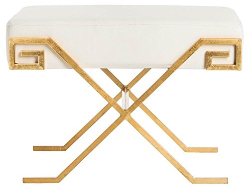 Safavieh Home Collection Luna Light Beige Greek Key Bench - Thumbnail 5