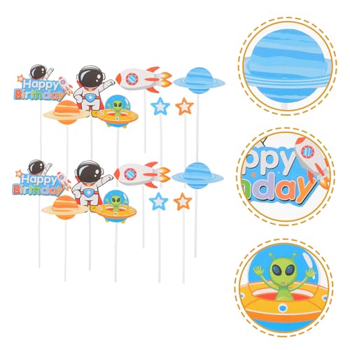 Abaodam 3 Partidas inserção de bolo decoração de cupcake de astronauta picaretas de bolo do espaço s