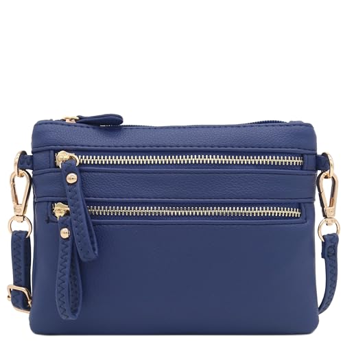 Image of FashionPuzzle Multi Zipper Pocket Small Wristlet Crossbody Bag