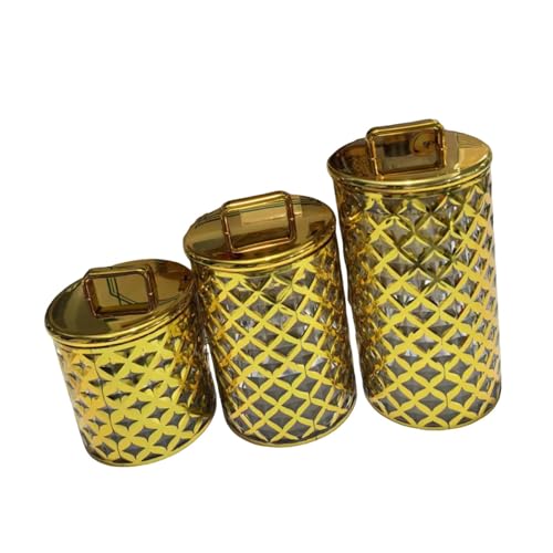 3pcs Candy Jar Kitchen Canister DECORATIVO Contenitore per alimenti multifunzionali con coperchio per di grano zucchero