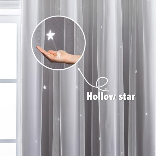 Image of Anytime Star Blackout Curtains for Girls Bedroom Kids Room, Dark Grey