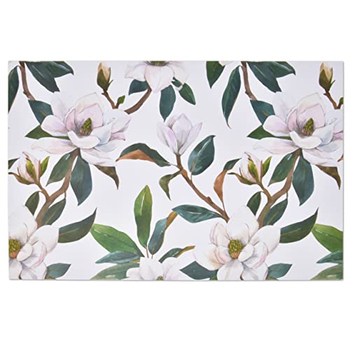 Disposable Floral Magnolia Blossom Paper Place Mats 50 Pack 11”X 17” Rectangle Spring White Flowers Charger Place Mat Summer Flower Dinner Table Setting Bridal Shower Wedding Party Supplies Decor #TOP4