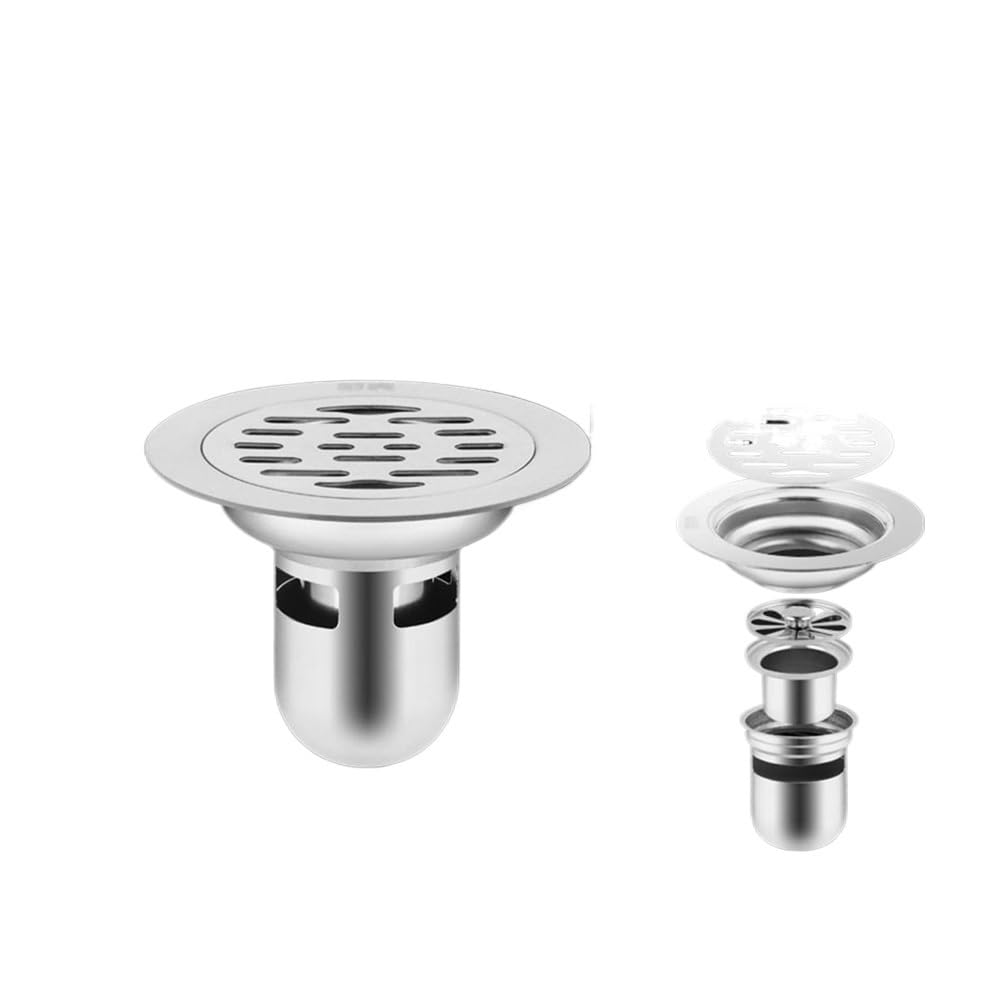 Jobaojiang I Cover Shower Floor Drain Backflow Preventer Square Sink Strainer Stainless Steel Dectable Drain Filter(I)