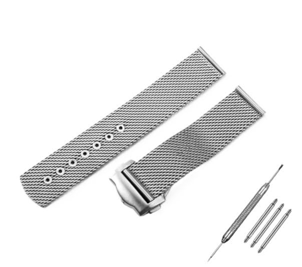 Bracelet acier tressé 20mm style Seamaster boucle pliante haute finition