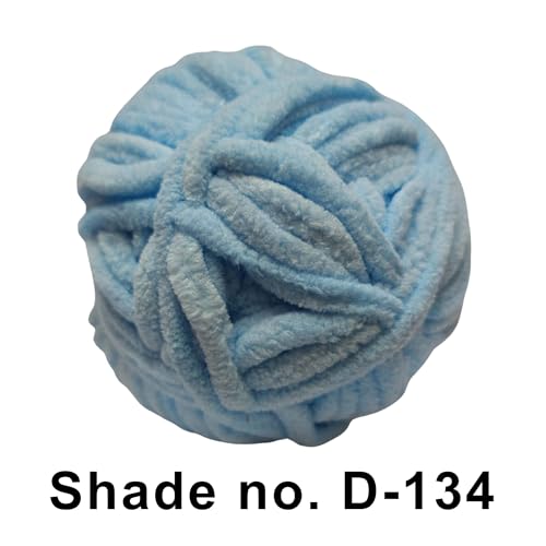 Image of VCR Sky Blue, 100 Grams Hank, 60 Meters Length, Premium Polyester Ball for Crochet and Knitting, Pack of 1 Yarn, Soft and Bulky Fur Suitable for DIY