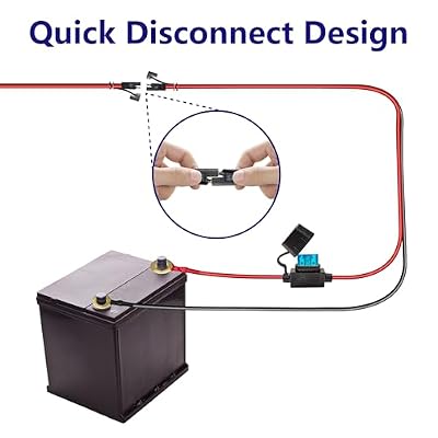 16AWG 2FT Charger Cable, SAE to O Ring Terminal Quick Disconnect Harness, 2 Pin SAE Connectors Extension Cables Cord with 10& 15A Fuse for Car, Motorcycle, Solar Panel