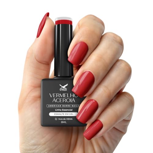 Esmalte em Gel, Vermelho Acerola, 8ml - American Burrs Nails
