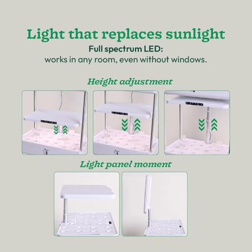 Image of UGAOO Smart Indoor Hydroponic Garden System with LED Grow Light | Hydroponic Tower & Indoor Herb Garden Kit for Herbs, Vegetables & Flowers | Soil Free Growing System for Home