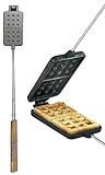 Set of 2 Waffle Irons – Includes two durable cast iron waffle irons, each designed for use directly over a campfire. Great for families, groups, or anyone who loves outdoor cooking and camping meals. Makes 2 Waffles at Once – Each iron cooks two deli...