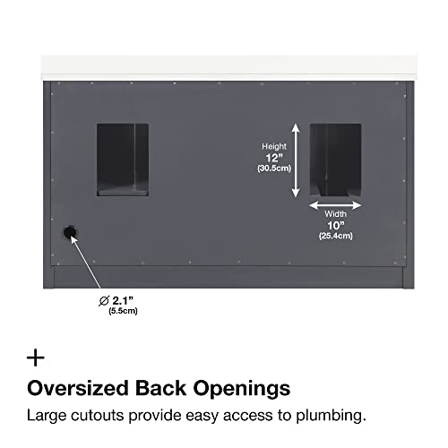 Ove Decors Tahoe-Lux 60 In. Bathroom Vanity Cabinet Freestanding Double Sink With White Cultured Marble Top, No Mirrors, Dark Charcoal #TOP4