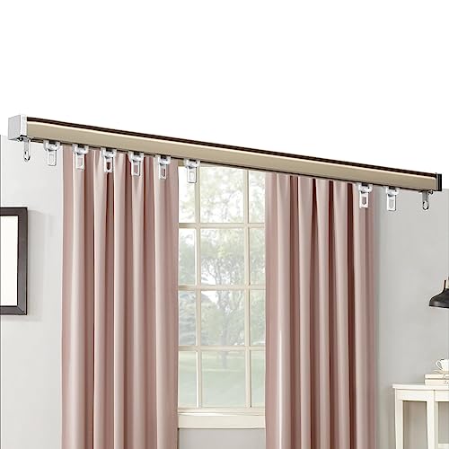 Miniatura 4 de Riel De Cortina Fácil De Instalar, Nanos Pista Silenciosa Vía Recta, Curtain Track Soporte De Riel Montaje En Techo O Pared, Sistemas De Pista De Cortina Para Pérgola Cenador Cortinas Bañera