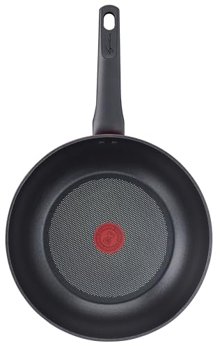 Lagostina Wok Antiaderente in Alluminio Ø 28 cm, Induzione, Gas e Forno, con Indicatore Cottura Thermo-Signal, Rivestimento Titanium Easy, Manico Ergonomico in Bakelite - Immagine 1