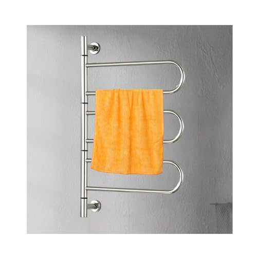 WQPMNYG Toallero de radiador Plateado con cableado para secar Toallas y Prendas. Toallero calefactable de Acero Inoxidable para baño. Giratorio para Montar en la Pared.