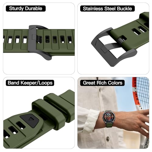 Image of OVERSTEP Compatible with Fenix 8 47mm Watch Bands, 22mm Soft Siliocne Strap for Garmin Fenix 5 /Fenix 5 Plus /Fenix 6 /Fenix 6 Pro /Fenix 7 Smartwatch