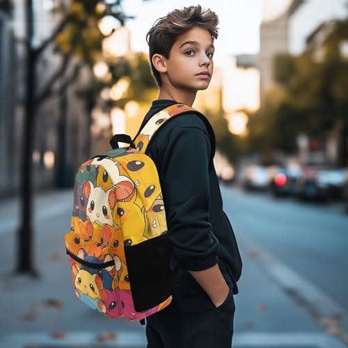 Funny Graphic School Book Bag Funny Hamster Backpacks for Boys Zipper Padded Student Bookbag Kids Soft Lightweight 17 Inch Sturdy School Bag with Outer Pocket3