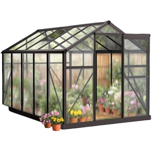 Vingli 6x10 FT Greenhouse for Outdoors, Polycarbonate Heavy Duty Green House with Roof Vents for Winter, Aluminum Tunnel Large Walk-in Greenhouse for Outside Garden Backyard, Easy Setup (Black)