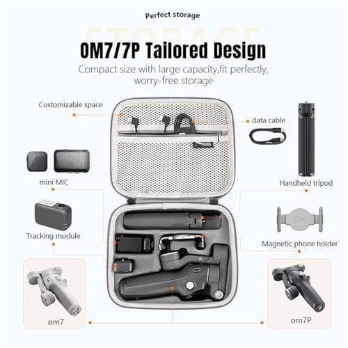 Image of LEQTRONIQ Osmo Mobile 7P /8 Case, Portable PU Shoulder Bag for DJI OM 7 Pro /OM8 Gimbal Stabilizer Travel Case (Gimbal not Included)