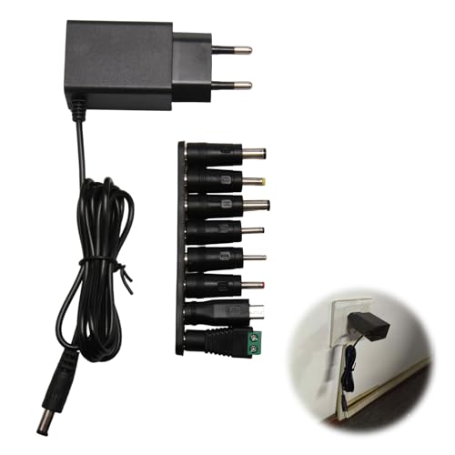 6V 1A Fuente de Alimentación Universal, Adaptador AC DC, 8 Conectores DC Intercambiables, Adaptador Corriente AC/DC 100-240V a 6V para Luces LED, Router, Cámara CCTV, Altavoz, Monitor LCD, Radio
