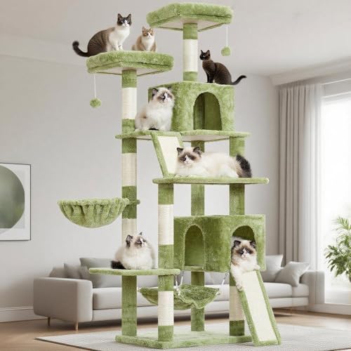 Image of Gitelsnour Cat Tree, 71'' Tower for Large Cat with Scratching Post, GCT032GR