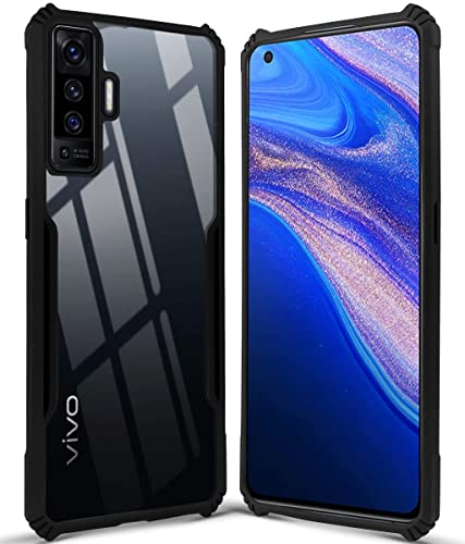 Image of Jkobi Back Cover Case for Vivo X50 4G | 5G (Crystal Glass Back | Camera Protection | Shockproof | Black)