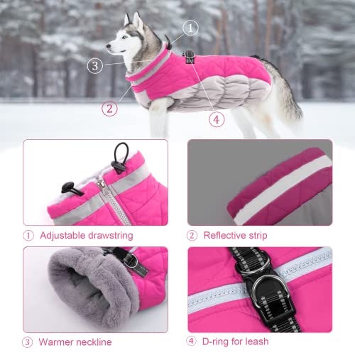 Image of Lelepet Dog Coat Warm Dog Winter Coat Waterproof Dogs Jacket with Harness | Reflective Pet Fleece Vest Zip-Up Cold Weather Coats for Extra Large Dogs Turtleneck & Windproof Padded Coats Great Dane 3XL