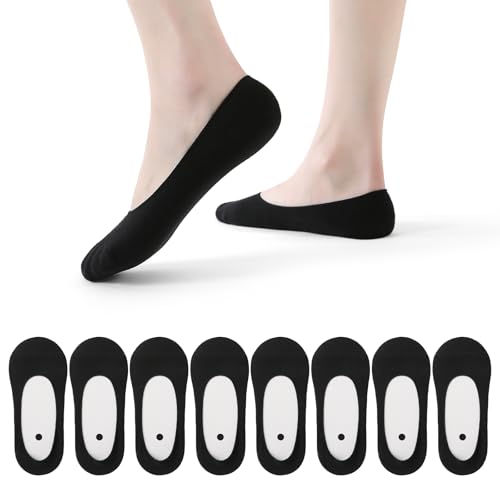 4 Pairs No Show Socks Women Low Cut Cotton Liner Socks Invisible Hidden Thin for Flats Boat
