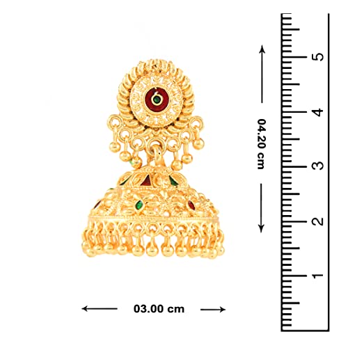 Image of Nakabh Traditional Gold Plated Oxidised Alloy Jhumki Earrings for Women Stylish