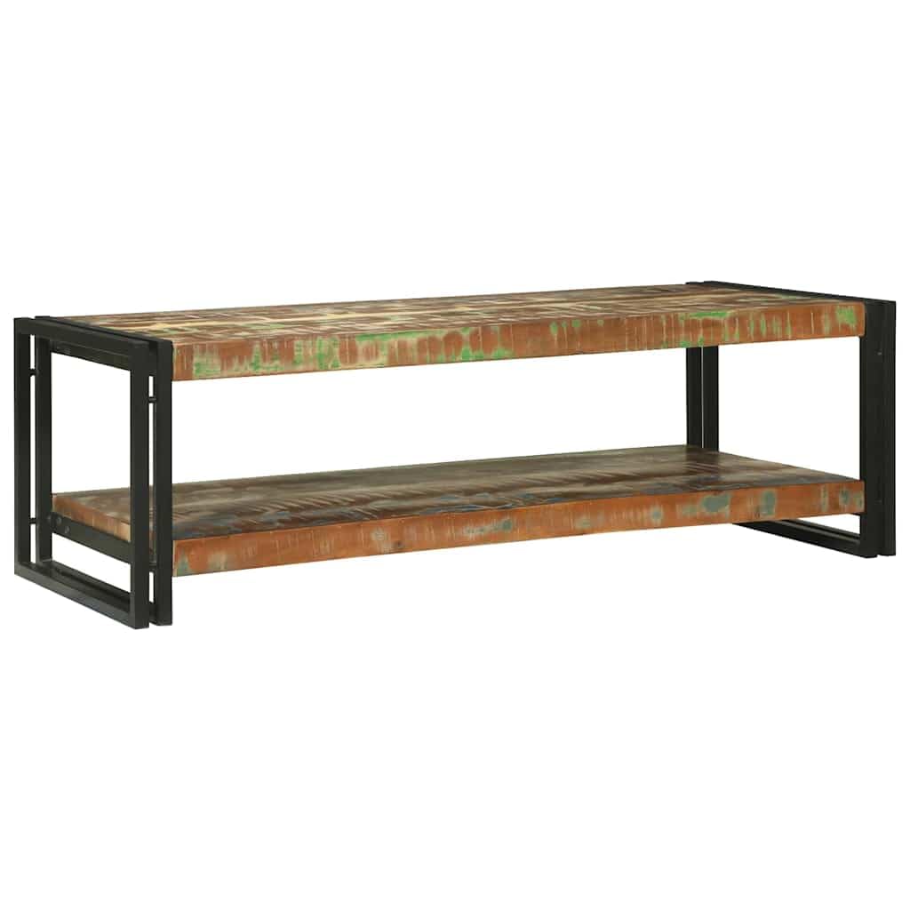 Stolik kawowy, wielokolorowy, masywne drewno z miejscem do przechowywania, 120 x 50 x 38 cm, nowoczesne wzornictwo, idealny mebel do salonu, trwały, z regałem, do małych mieszkań