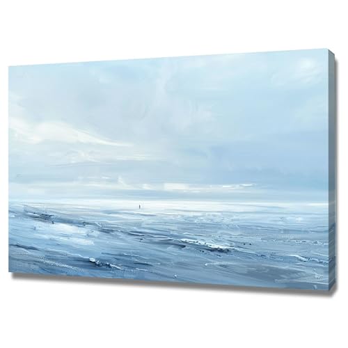 Tableau moderne pour grand mur vide avec une toile mer d'hiver