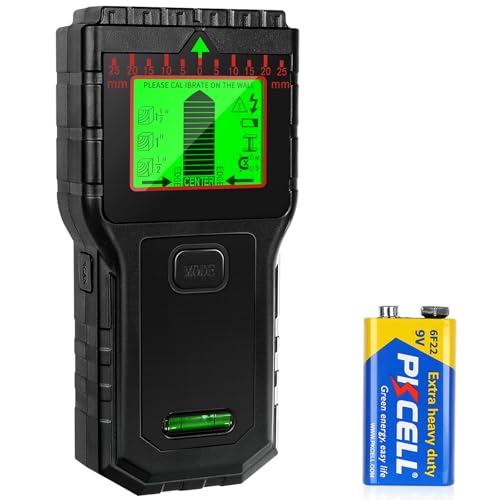 Detector Cables y Tuberias - Escáner Multifunción con Pantalla LCD y Alarma Sonora, Detector de Cables y Metales para Madera, Tuberías, Vigas y Cables de Corriente(Negro)