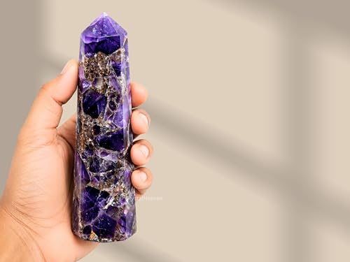 Image of Crystal Heaven Certified Dreamy Amethyst Crystal Tower Obelisk Point For Chakra, Healing & Balancing-Aaa Grade Original Certified Gemstone Agate For Reiki Meditation Yoga Spiritual (3-4 Inches)