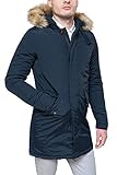 Slim fit Evoga Giubbotto Parka Uomo Invernale Slim Fit Giacca Piumino Casual Aderente (S, Blu)