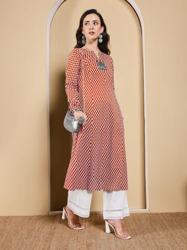 Image of FIORRA Women's Turquoise Floral Printed Anarkali Kurta