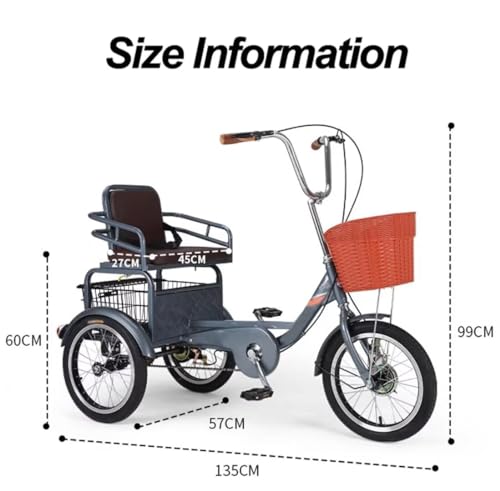 Triciclo de 16 pulgadas para adultos, azul miniatura 7